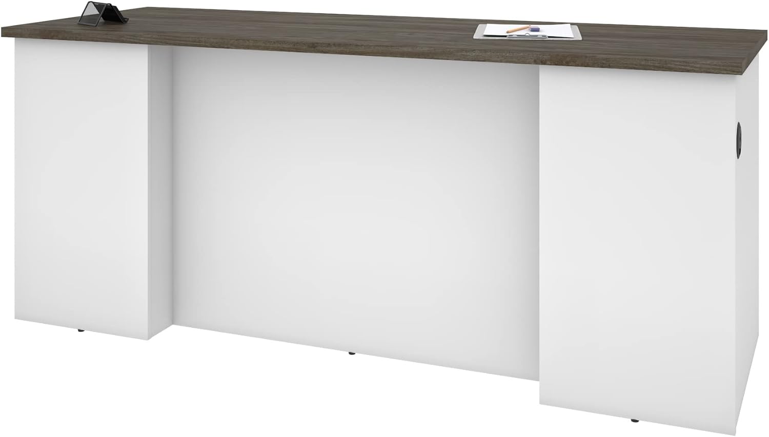 Bestar Norma 71W Desk Shell in Walnut Grey & White (Slight dent on corner) - $190