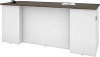 Bestar Norma 71W Desk Shell in Walnut Grey & White (Slight dent on corner) - $190