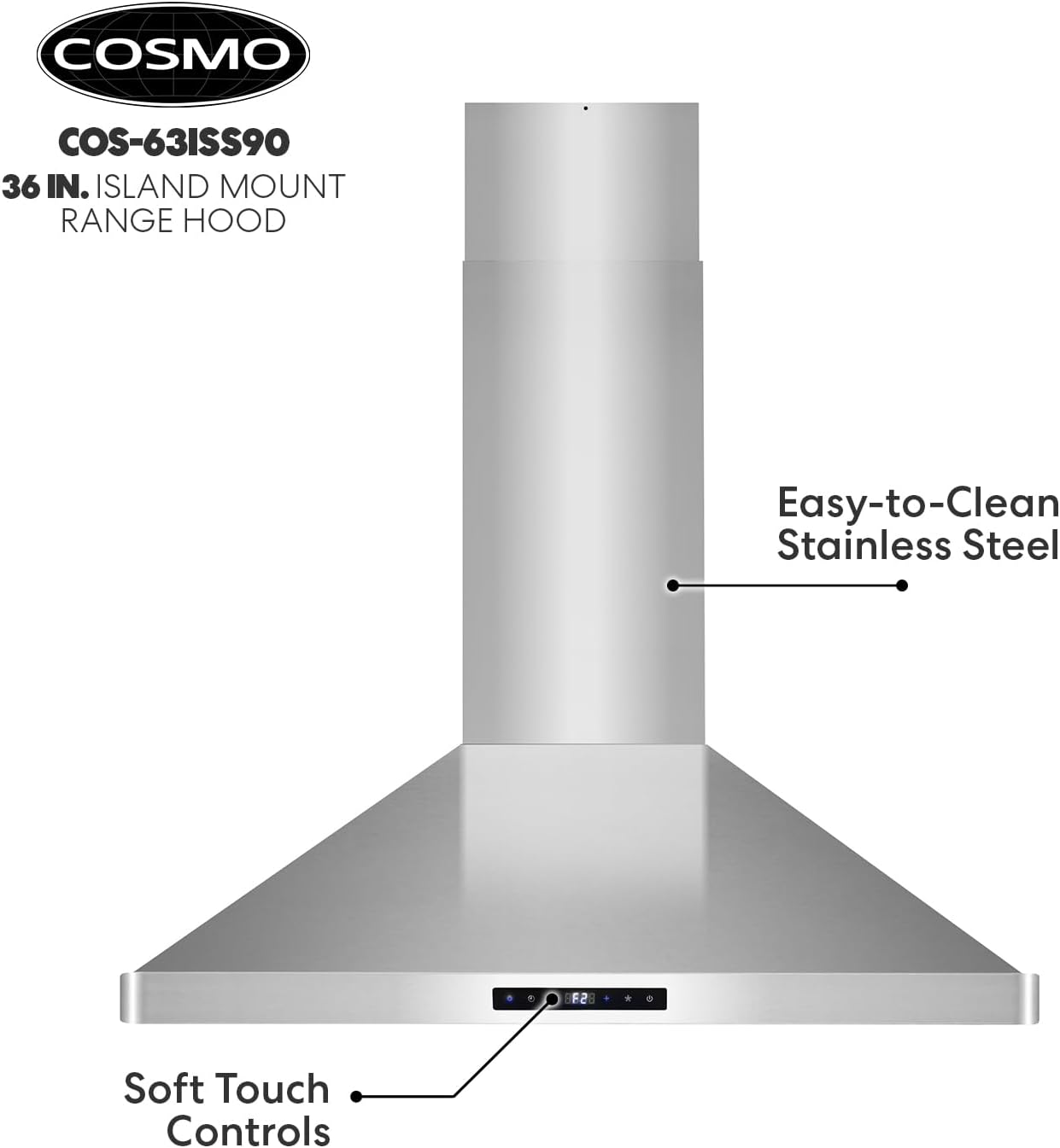 COSMO COS-63ISS90 Island Range Hood with 3-Speed Fan - $240