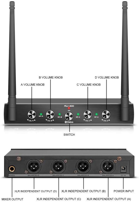 Debra Audio Pro UHF 4 Channel Wireless Microphone System - $80