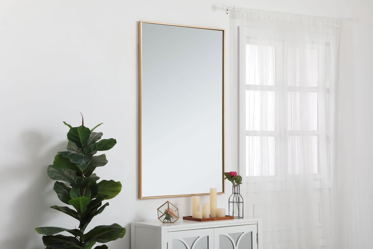 Elegant Decor Metal Frame Rectangle Mirror 30 inch in Brass - $130
