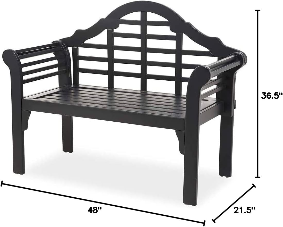 Plow & Hearth Weatherproof Lutyens Outdoor Bench | Wood | Black - $140