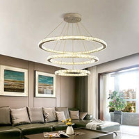 Aiwen Modern Crystal Chandelier Lighting 3 Rings LED Pendant Light - $170