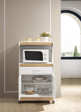 HODEDAH White Microwave Cart with Storage - $50