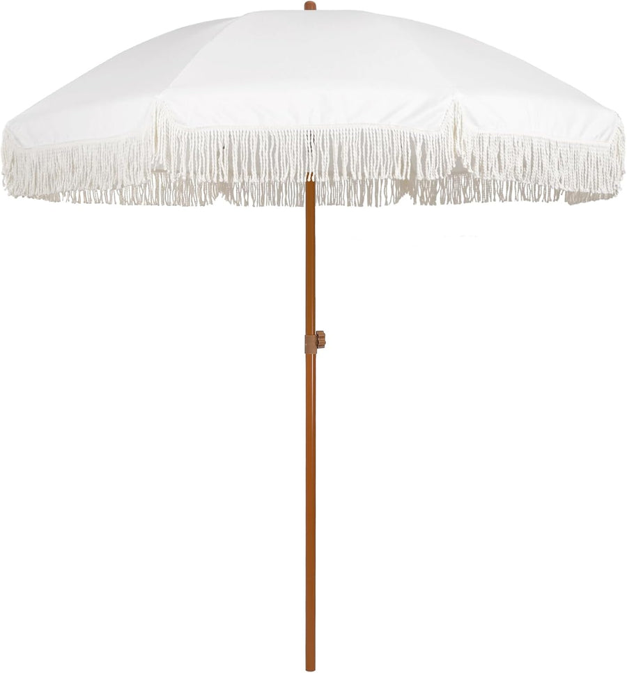 AMMSUN 7ft Patio Umbrella with Fringe Outdoor Tassel Umbrella - $50