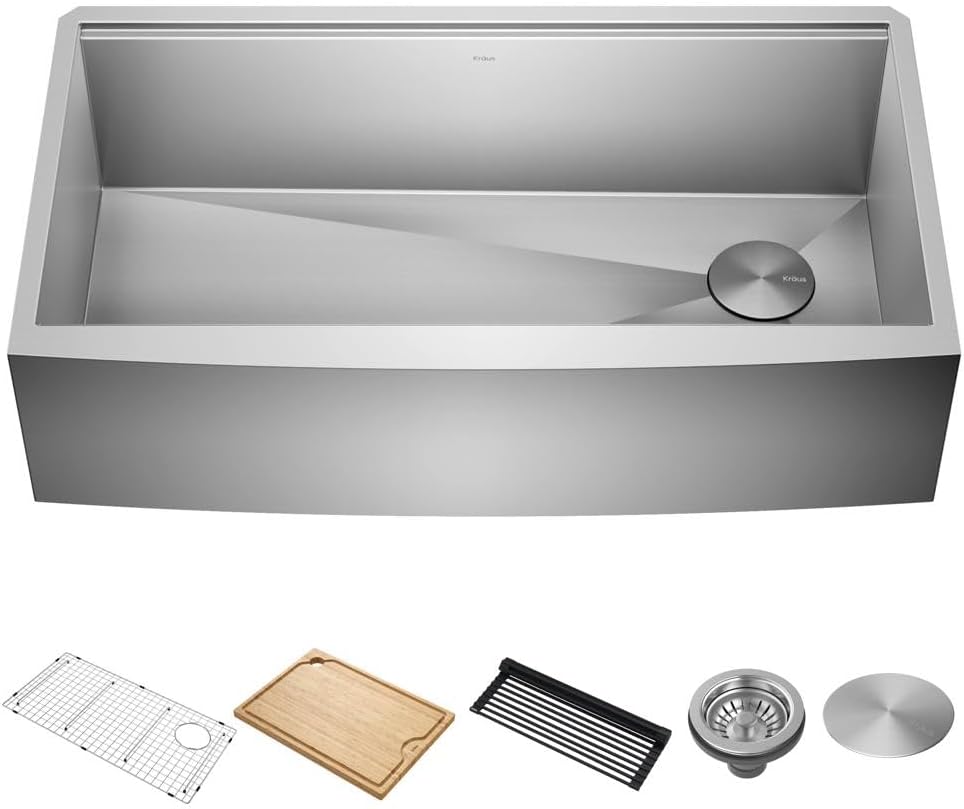 KRAUS Kore 36-Inch Modern 16 Gauge Single Bowl Stainless Steel Kitchen Sink - $280