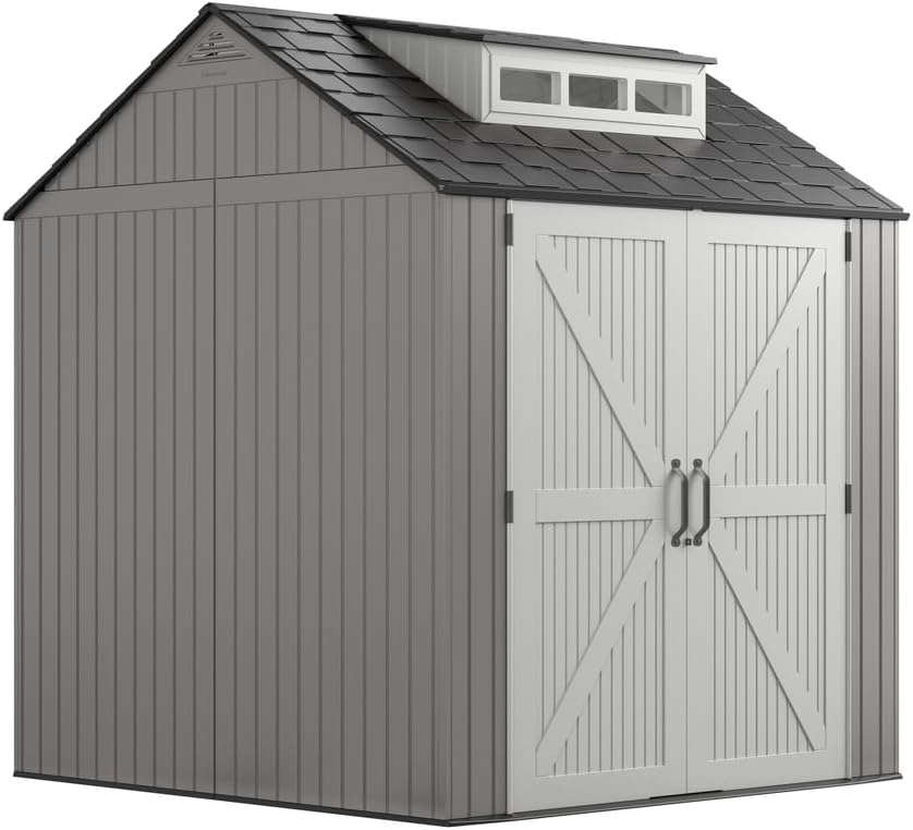 Rubbermaid Resin Outdoor Storage Shed With Floor (7 x 7 Ft), Weather Resistant - $655