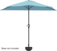 Half Umbrella Outdoor Patio Shade - 9 ft Patio Umbrella with Easy Crank (Blue) - $25