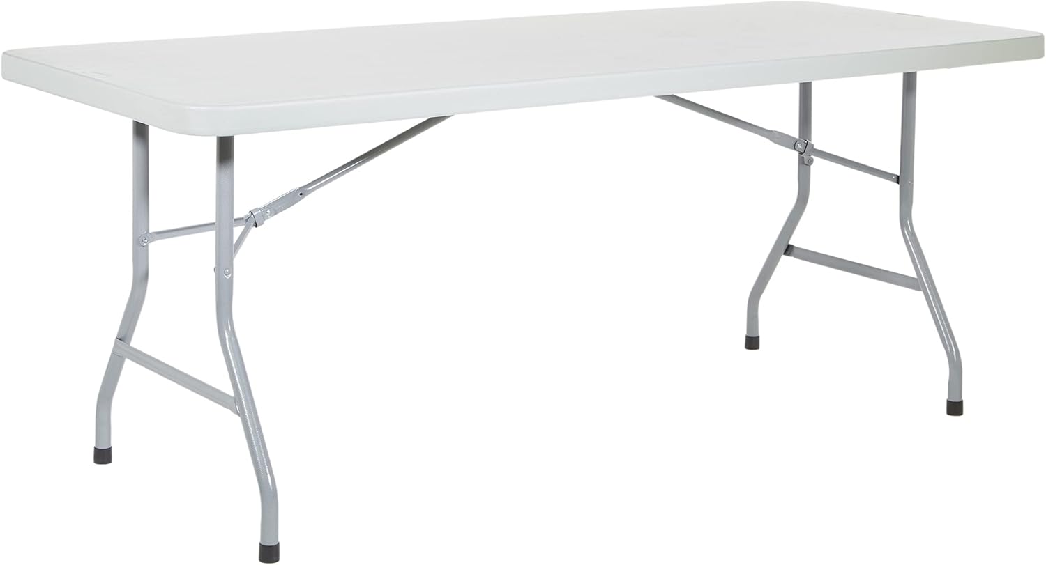 Office Star Resin Multipurpose Rectangle Folding Table, 6 Feet Light Gray - $105