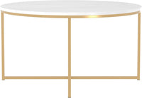 Walker Edison Modern Glam Round Accent Faux White Marble Coffee Table, 36 Inch - $55