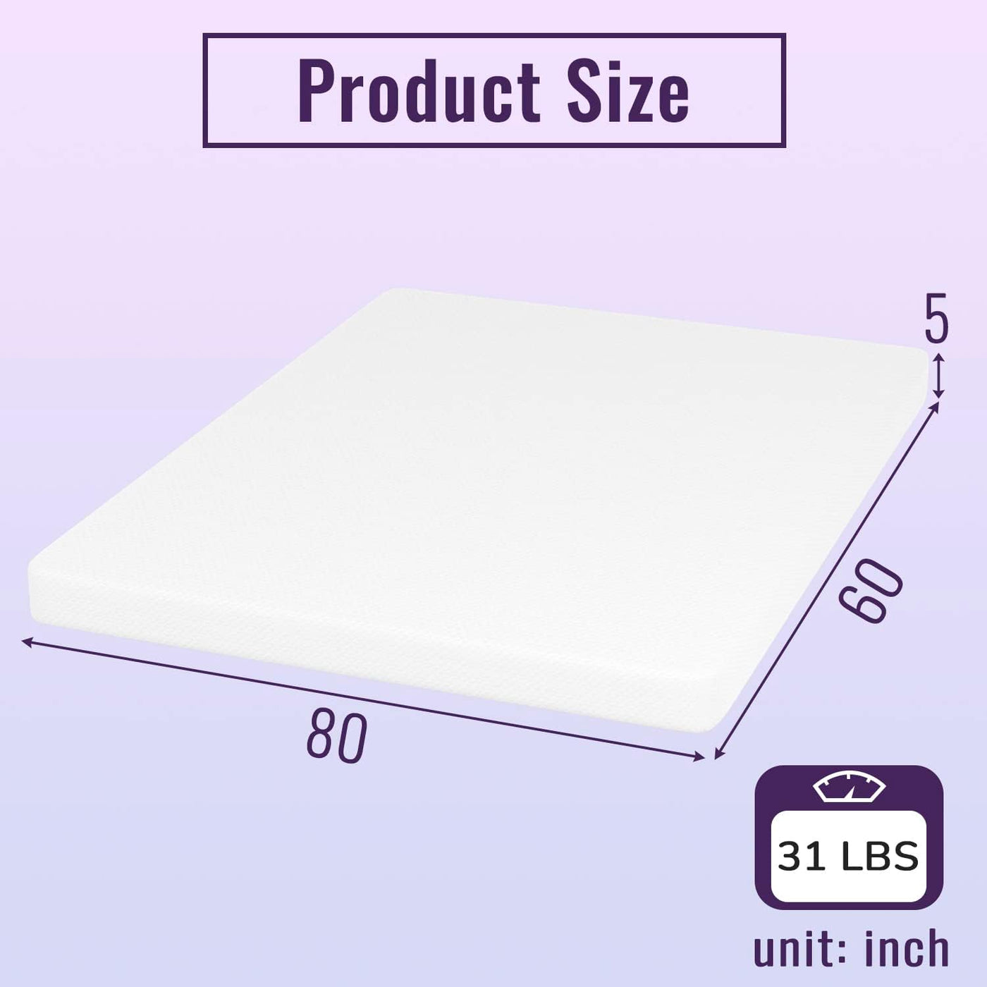 PayLessHere 5 Inch Queen Memory Foam Mattress, White - $60