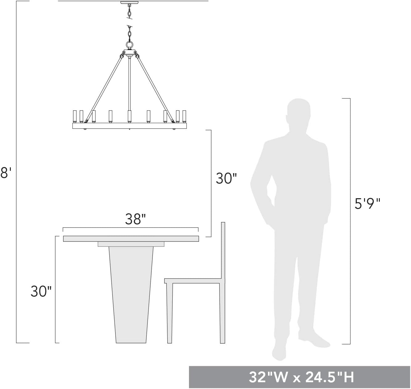 Golden Lighting Alastair 9-Light Wagon Wheel Chandelier in Matte Black - $255