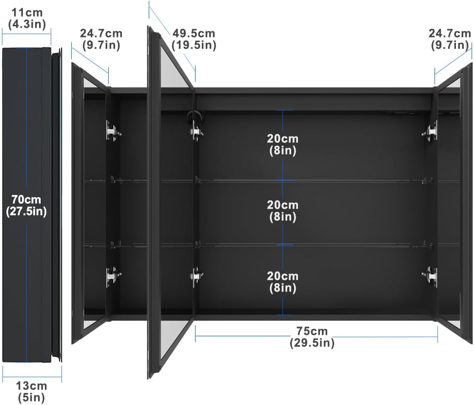 KWW 40 x 28 Inch LED Lighted Bathroom Medicine Cabinet with Sockets & USBs - $205