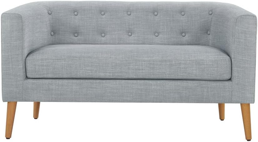Amazon Basics Modern Upholstered Loveseat Sofa with Tufted Button, Light Grey - $205