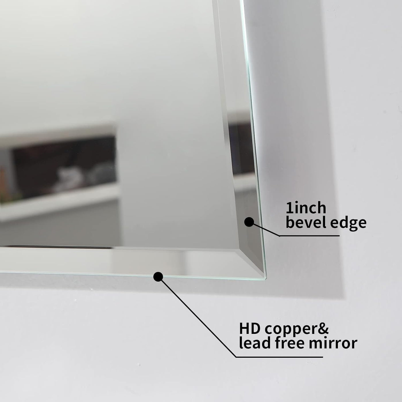 Mirrorons Beveled Mirror, Bathroom Mirrors 48" x 30", Frameles Bathroom Mirror - $110