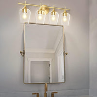 Hamilyeah Gold Bathroom Light Fixtures Over Mirror, 4 Light - $60