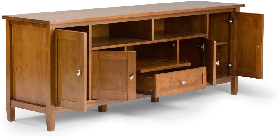 SIMPLIHOME Warm Shaker SOLID WOOD Universal TV Media Stand - $365