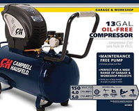 Campbell Air Compressor, 13-Gallon Horizontal Oil-Lubricated 3.8 CFM 1.3HP 120V - $185