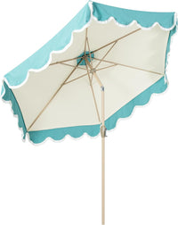 Tempera 9ft Scalloped Patio Umbrellas with Fringe, Market Umbrellas - $70