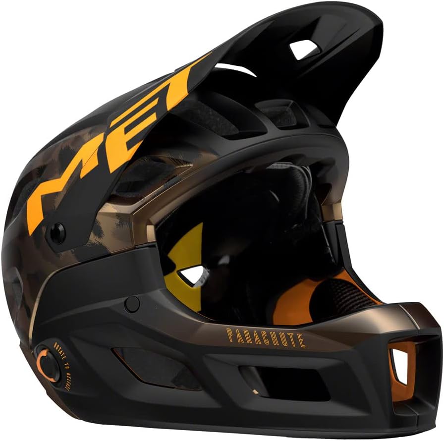 MET Parachute MCR MIPS Bike Helmet, Glossy Black, Matte Kiwi Iridescent - $220