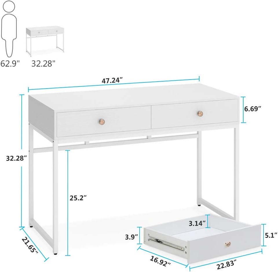 Tribesigns Computer Desk, Modern Simple 47 inch Home Office Desk Study Table - $100