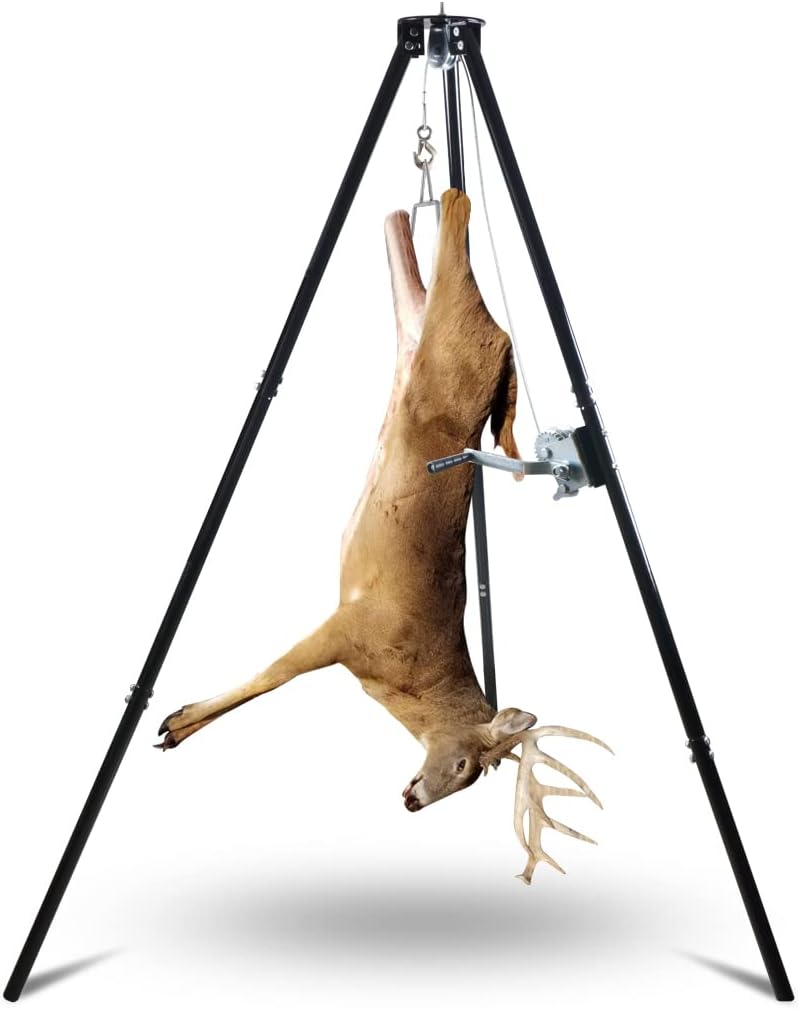 Game Hoist Tripod Deer Hunting Stand Rack with 500lb Capacity Deer Hanger - $70