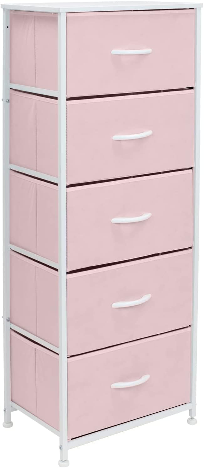 Sorbus Fabric Dresser for Kids Bedroom - Chest of 5 Drawers (Pink) - $40