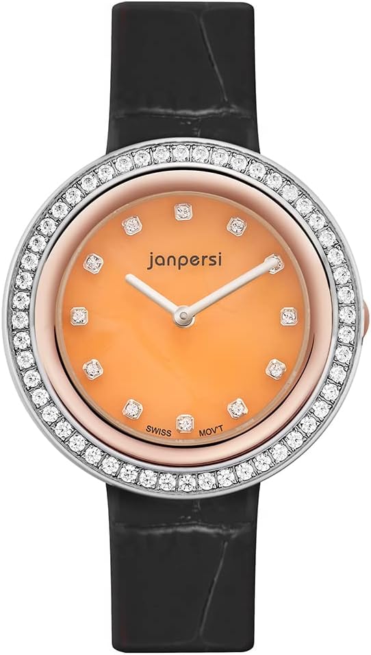 Janpersi Women's Natural Gemstone Swiss Watches with Genuine Leather Strap - $360