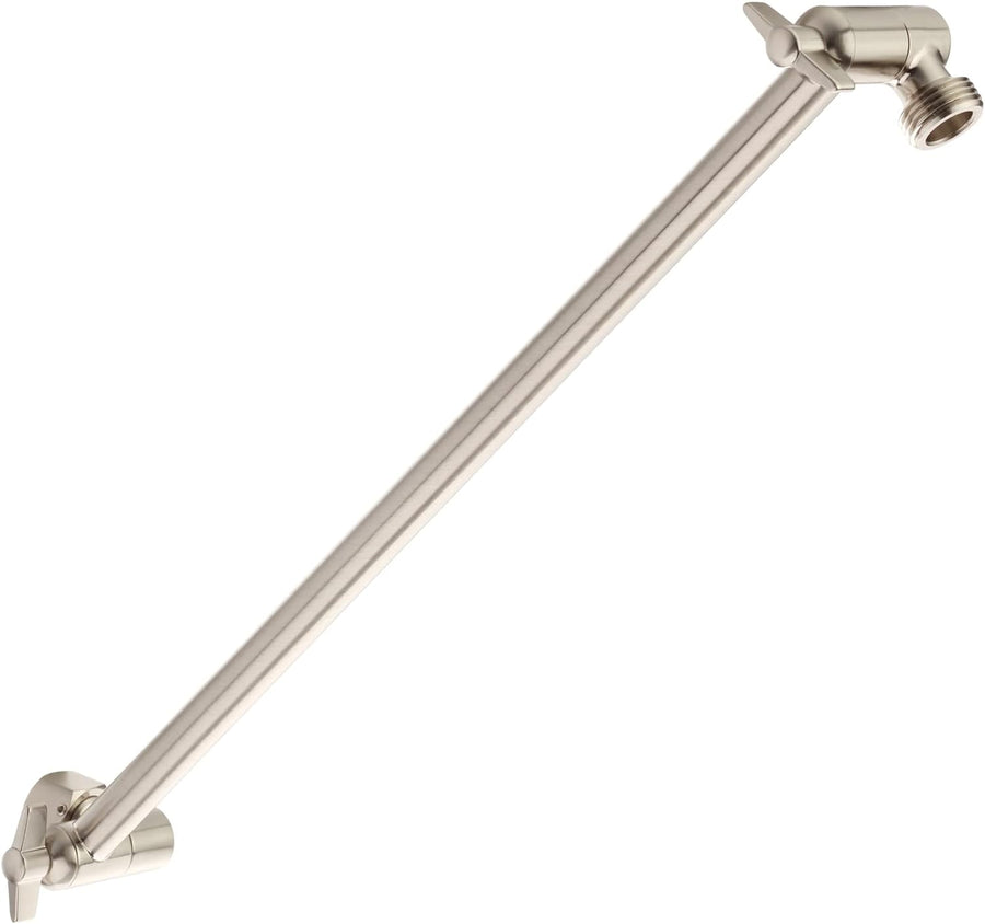 15 Inch Extra Long Brushed Nickel Adjustable Shower Head Extension Arm - $20