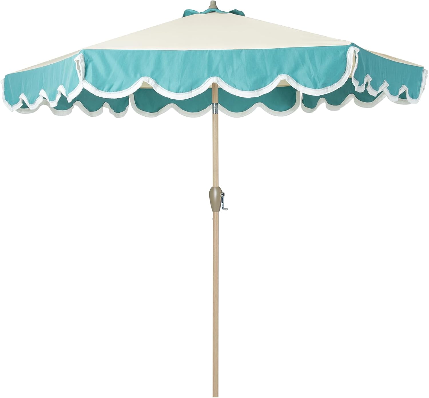 Tempera 9ft Scalloped Patio Umbrellas with Fringe, Market Umbrellas - $70