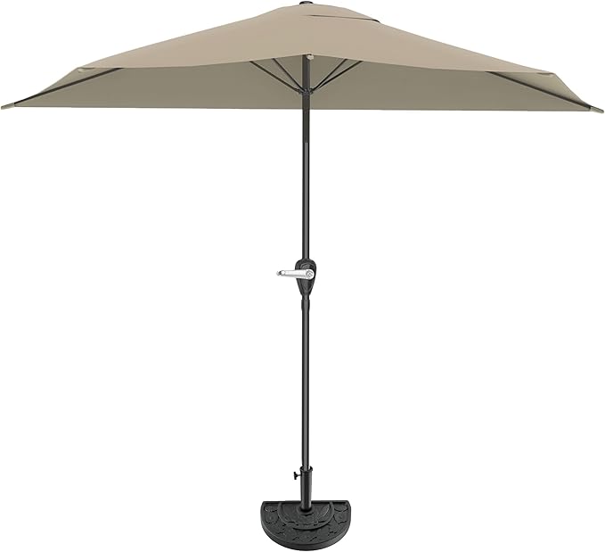 Pure Garden Half Patio Umbrella - 9 ft Patio Umbrella with Easy Crank (Tan) - $30