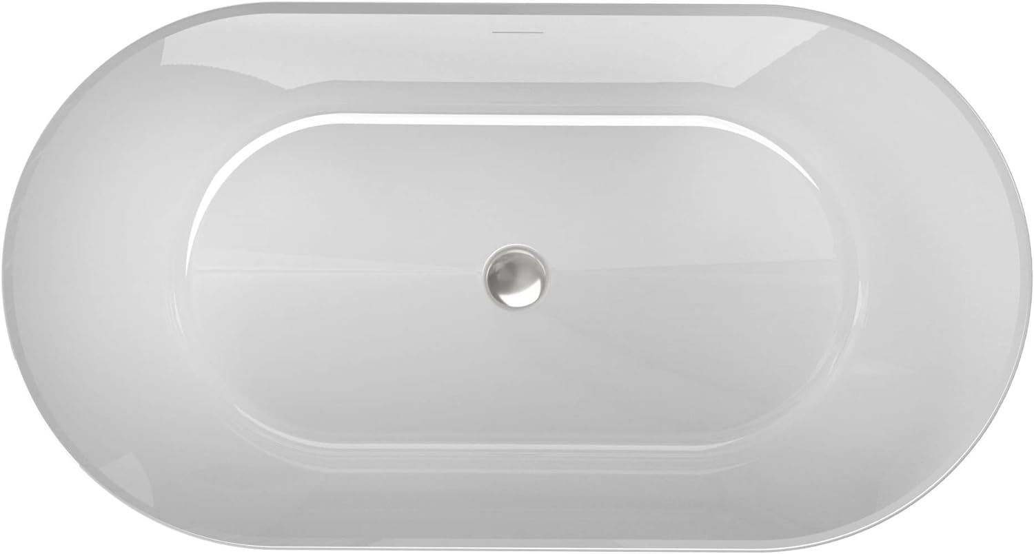 60" Oval Freestanding Bathtub,Modern Acrylic Soaking Bath Tub,Black Finish - $480