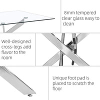 Tempered Glass Dining Table with Chromed Legs, 47" Modern Rectangular Kitchen Table - $110