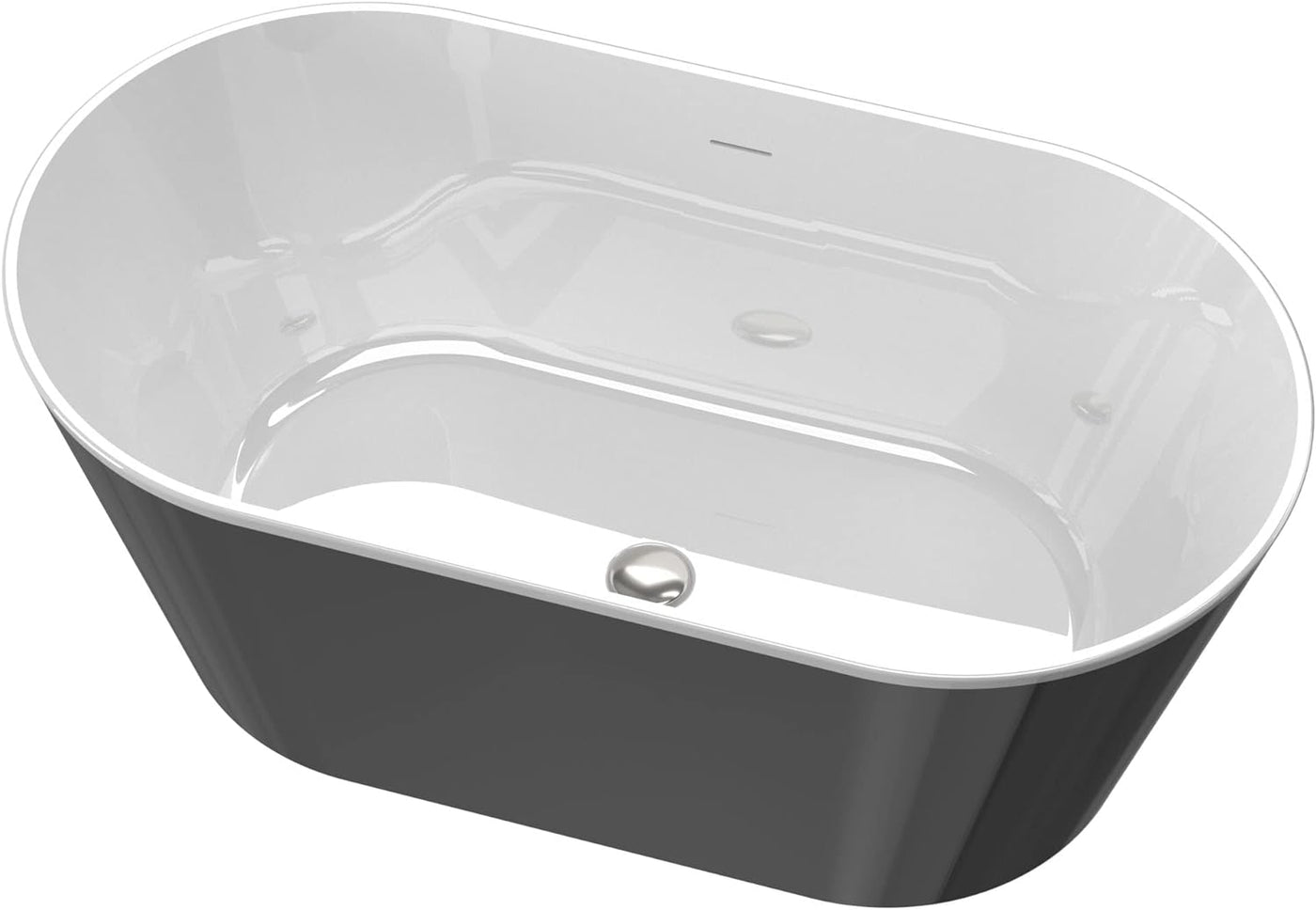 60" Oval Freestanding Bathtub,Modern Acrylic Soaking Bath Tub,Black Finish - $480