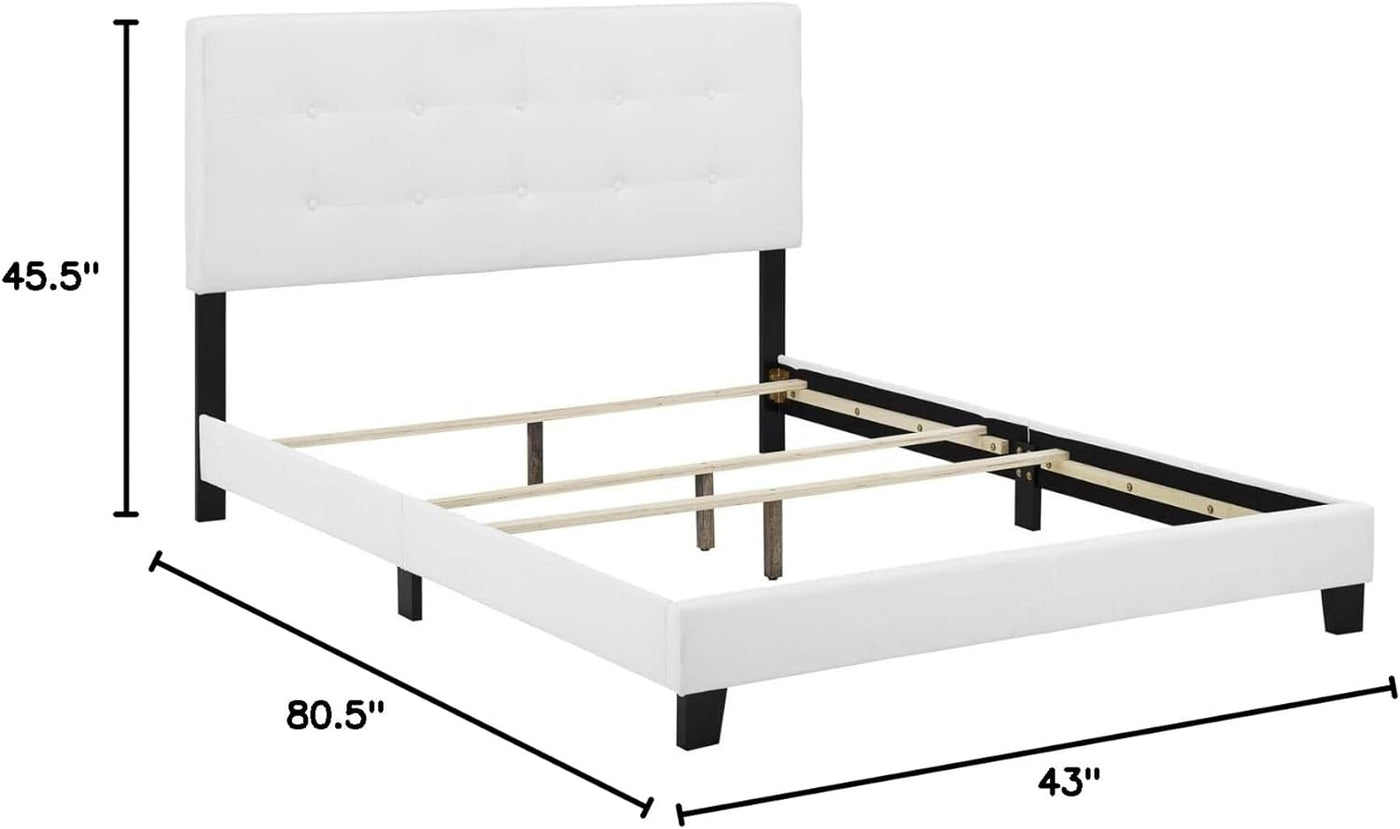 Modway Amira Tufted Fabric Upholstered Twin Bed Frame With Headboard In White - $80