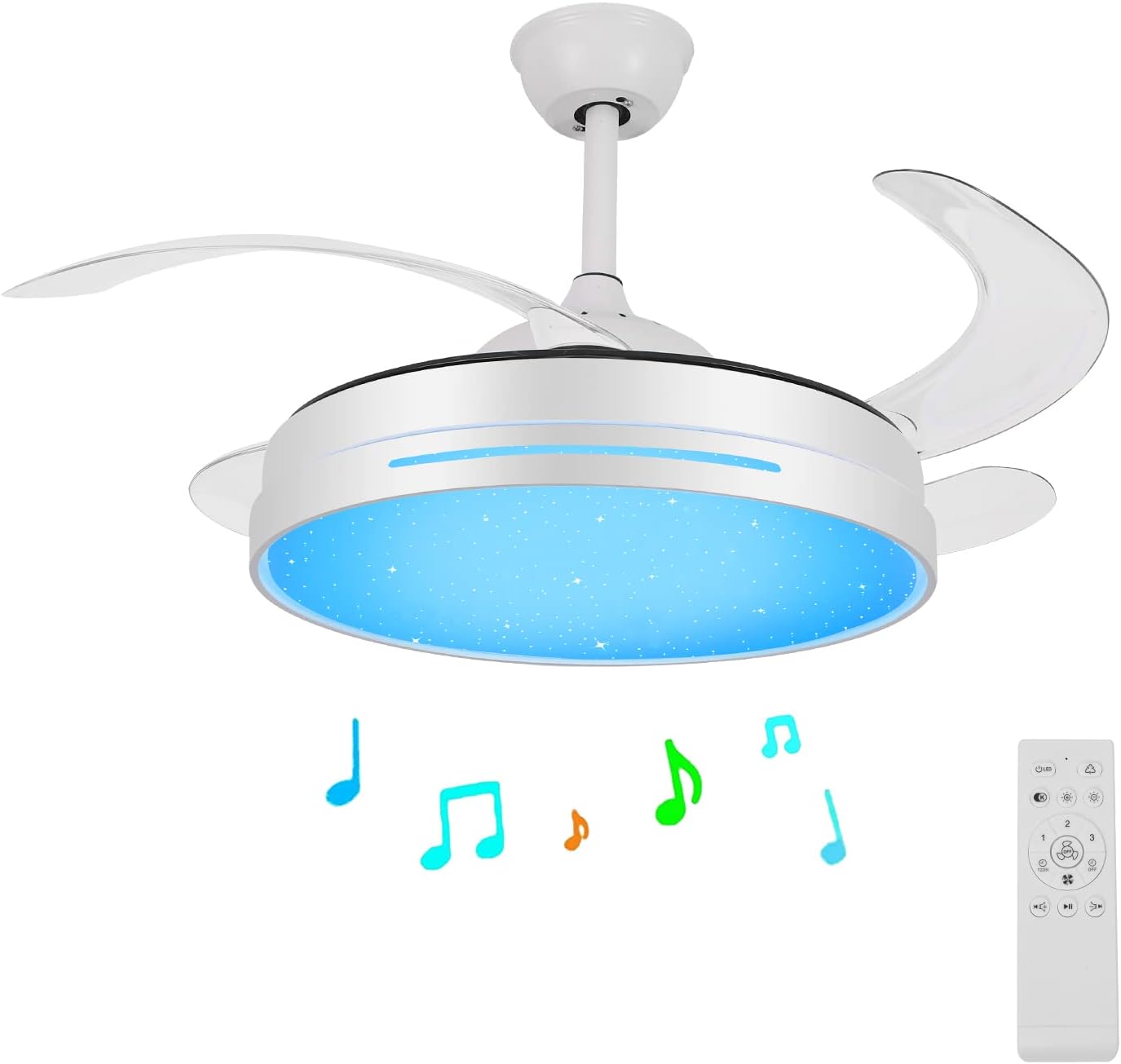 Ceiling Fan with Lights and Bluetooth Speaker, 24W 36'' Color Changing - $140