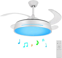 Ceiling Fan with Lights and Bluetooth Speaker, 24W 36'' Color Changing - $95