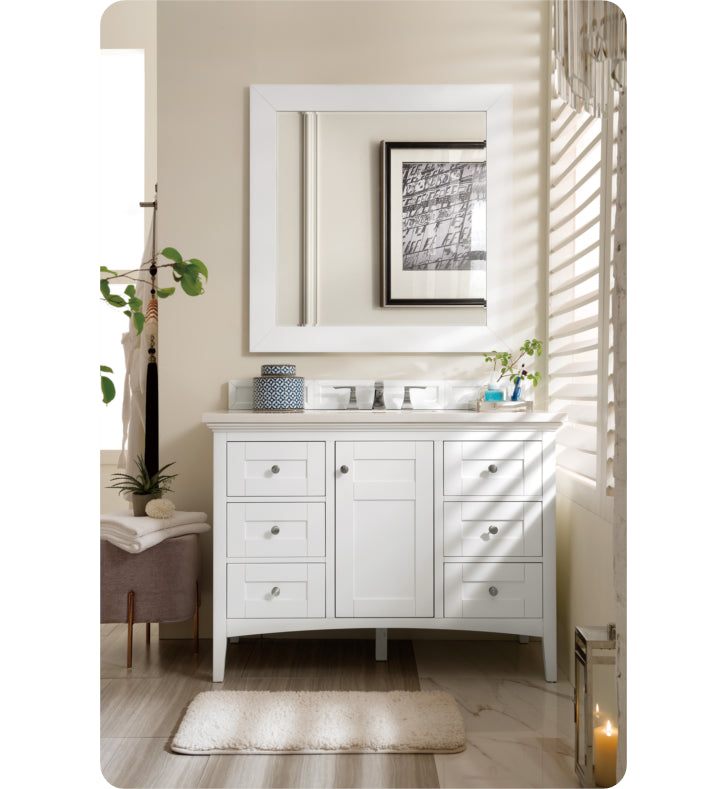 James Martin Palisades 48" Freestanding Single Bathroom Vanity in Bright White - $1295