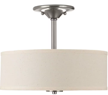 Inspire Collection 13 in. Brushed Nickel 2-Light Transitional Bedroom Ceiling Light - $30