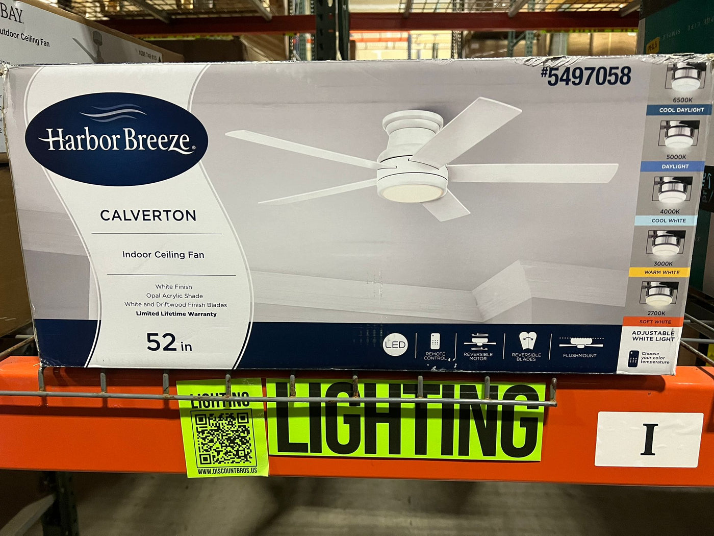 Harbor Breeze Calverton 52-in White with White Blades Flush Mount Ceiling Fan - $90