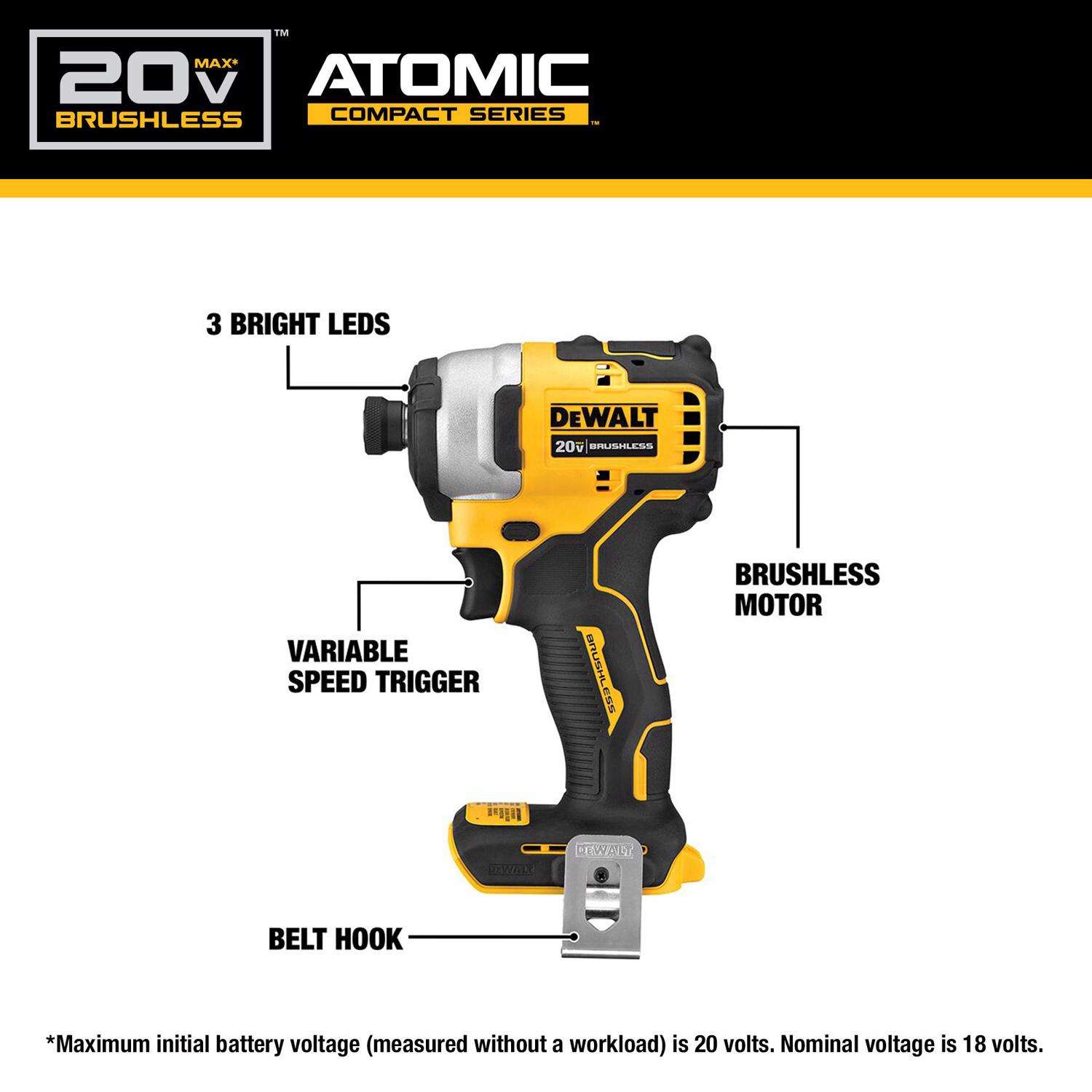 20V MAX ATOMIC Cordless Brushless 4 Tool Combo Kit (Missing one battery ) - $300