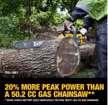 DEWALT 60-Volt MAX 20 in. Brushless Electric Cordless Chainsaw Kit - $345