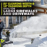 Ryobi - 40V HP Brushless Whisper Series 21 in. Cordless Snow Blower, (2) Batteries, Charger - $500