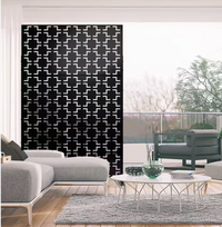 76 in. x 47.2 in. Laser Cut Metal Black Outdoor Privacy Screen Square Pattern - $135
