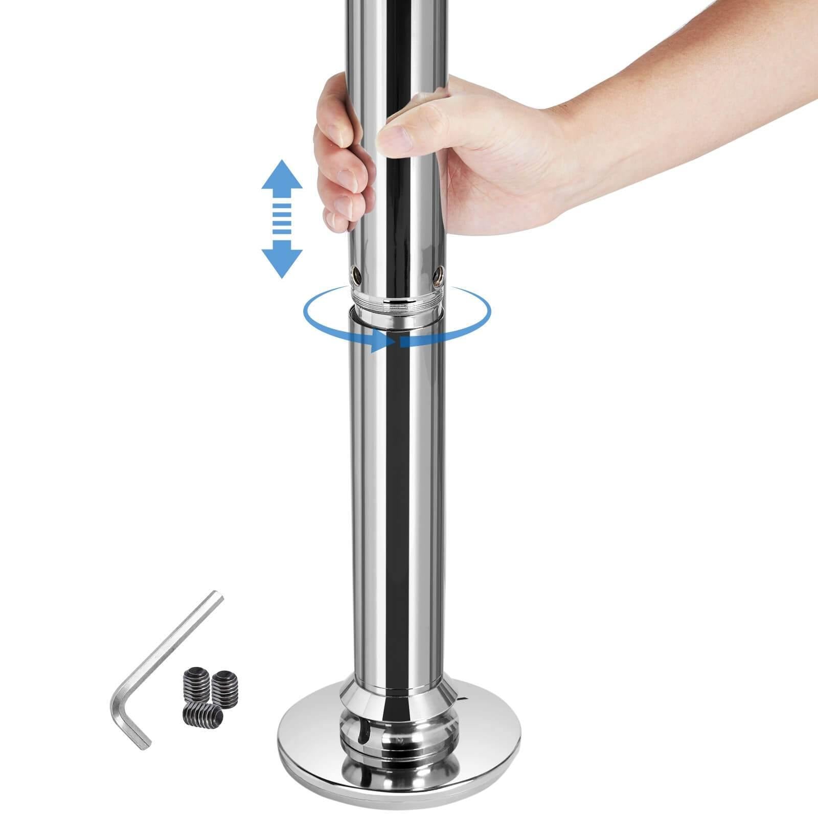 45mm Spinning Static Dancing Pole, Chrome-Plated Steel Pole, Portable & Removable - $80