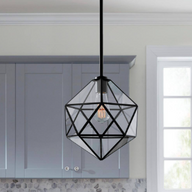 Home Decorators Collection 60-Watt 1 Light Bronze Mini-Pendant, Geometric Shade - $45