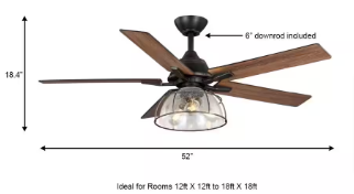 Home Decorators Collection Casun 52 in. LED Indoor Aged Iron Ceiling Fan - $115