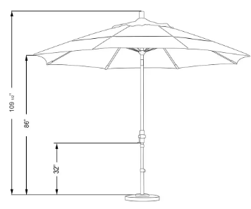 11 ft. Fiberglass Collar Tilt Double Vented Patio Umbrella in Frost Blue Olefin - $160