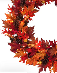 36 in. Artificial Maple Wreath with Clear Lights - $75