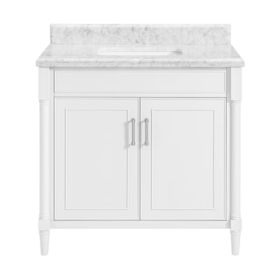 allen + roth Perrella 37-in White Undermount Single Sink Bathroom Vanity with Top - $549.99